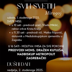 Nadbiskup Kutleša predvodi misno slavlje na svetkovinu Svih svetih na Mirogoju